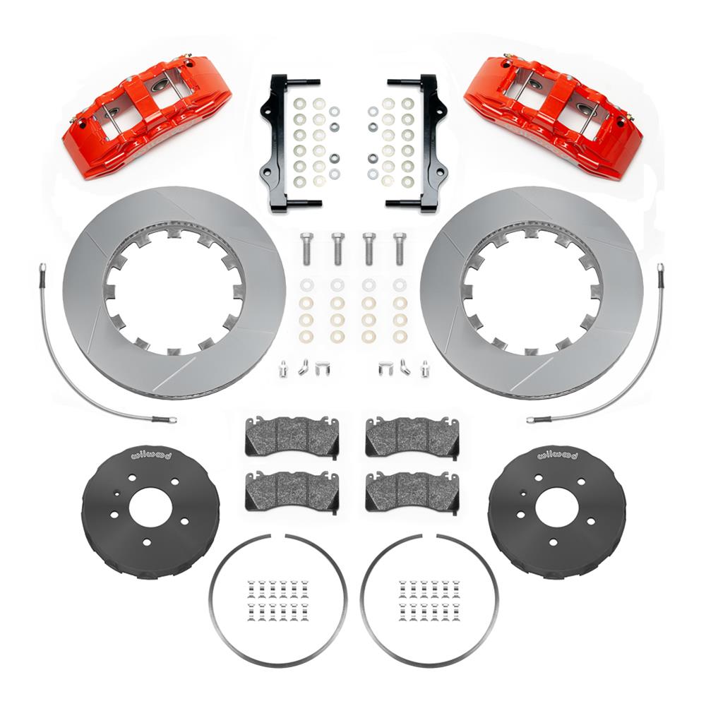 Wilwood 14-19 Chevrolet Corvette SX6R Front Brake Kit 14in SRP Slotted/Drilled Black - w/ Lines