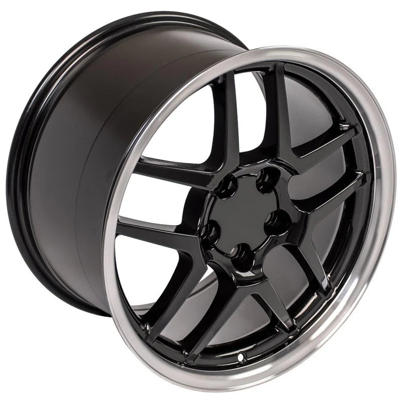 CV04 Gloss Black Machined Lip Wheel Set