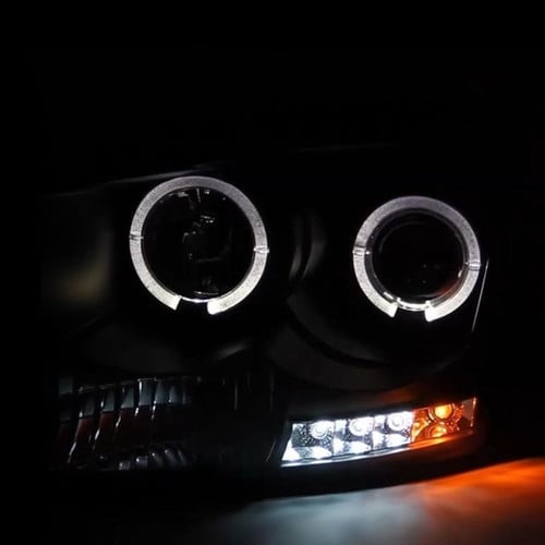 Black CCFL Halo Projector LED Headlights