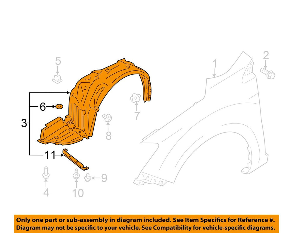 Front Right Mud Guard Fender Liner Assembly