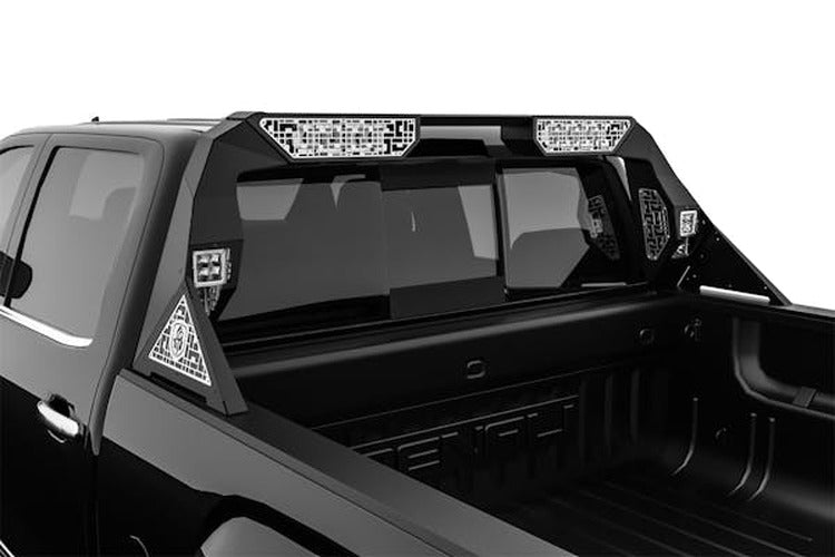 Road Armor 14-18 Chevy/GMC 1500 iDentity Headache Rack w/Bedrail Pods/Dual Cube/Raw