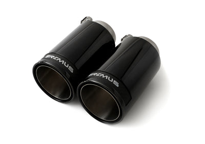 Remus Stainless Steel 84mm Straight Black Chrome w/Carbon Insert Tail Pipe Set (Pair)