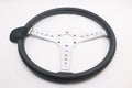 Momo California Steering Wheel 360 mm - Black Leather/White Stitch/Polished Spokes