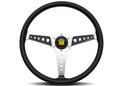 Momo California Steering Wheel 360 mm - Black Leather/White Stitch/Polished Spokes