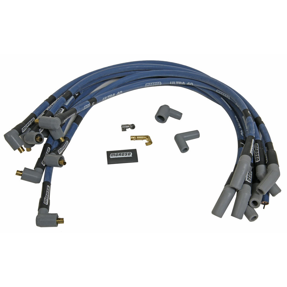 Moroso Ford 302 Ignition Wire Set - Ultra 40 - Sleeved - Non-HEI - 135 Degree - Blue