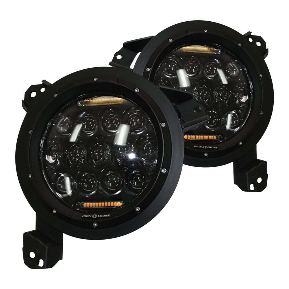 Iron Cross 18-19 Jeep Wrangler JL Replacement LED Headlight (RGB Accent)