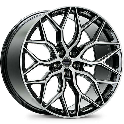 Vossen HF-2 20x9.5 / 5x114.3 / ET25 / Deep Face / 73.1 - Brushed Gloss Black Wheel