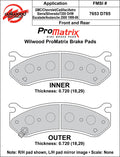 Wilwood Pad Set Promatrix D785