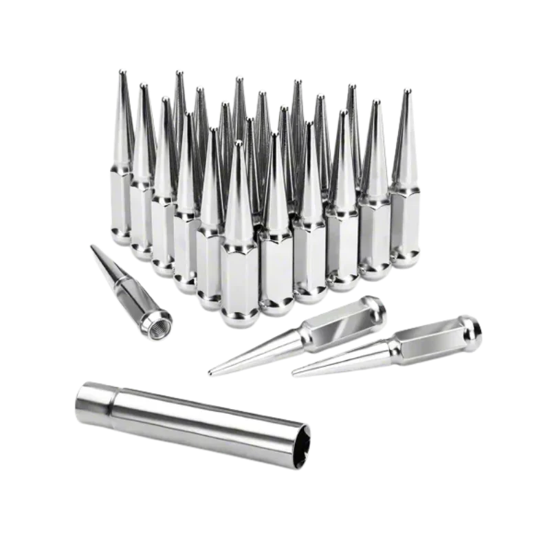 Spiked Lug Nuts, 4.4-Inch Length, 1/2-Inch Thread, Glossy