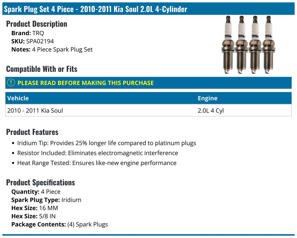 4-Piece Iridium Spark Plug Set
