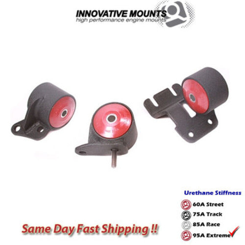 Innovative 90-93 Integra B-Series Black Steel Mounts 95A Bushings (Auto Trans Hydro)