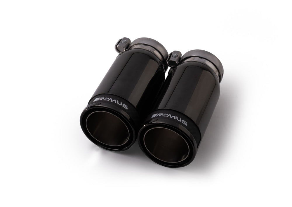 Remus 2014 Volkswagen Golf R Mk VII Axle Back Exhaust w/Connection Tubes/Black Chrome Tail Pipe Set