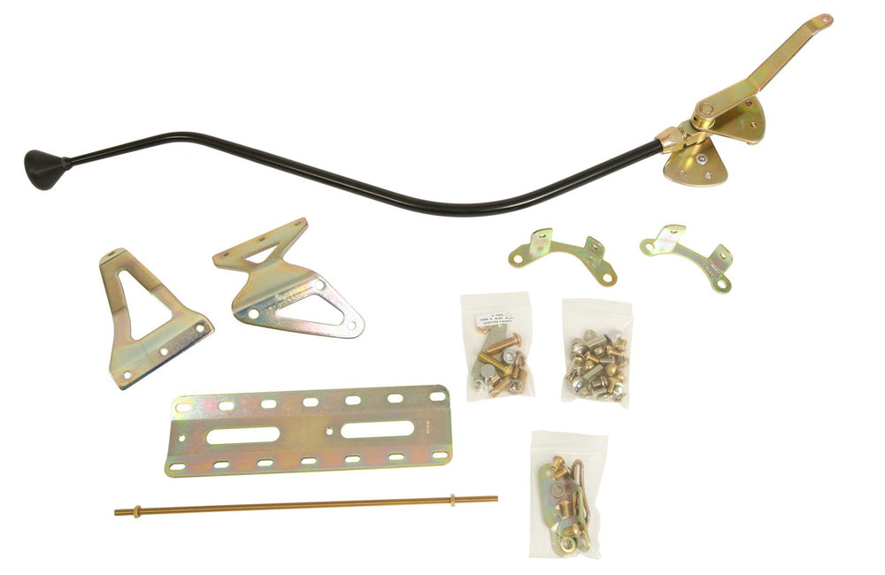 CASE MOUNT SHIFTER GM 4L60 TRANS W/BLK 32IN DBL BEND LEVER & MUSHROOM BLK KNOB