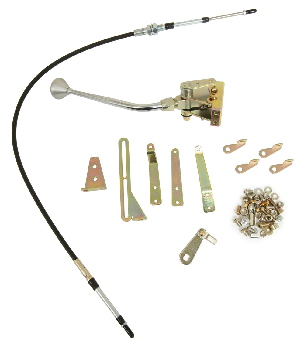 CABLE OPERATED SHIFTER GM TH350 TRANS W/CHROME 12IN SGL BEND LEVER & MUSHROOM KN