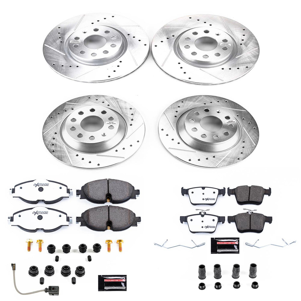 Power Stop 16-18 Audi TT Quattro Front & Rear Z26 Street Warrior Brake Kit
