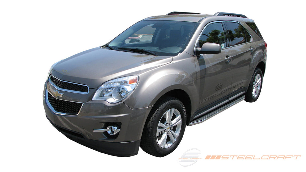 1017 EQUINOX/TERRAIN STX100 RUNNING BOARDS ALUMINUM BLACK/STAINLESS TRIM