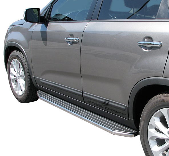 05C NISSAN FRONTIER CREW CAB STX100 RUNNING BOARDS ALUMINUM BLACK/STAINLESS TR