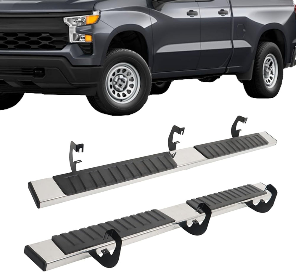 0718 SILVERADO/SIERRA 1500 DBL CAB/0713 GM 2500/3500HD 3IN BLACK SIDEBARS(ROCKE