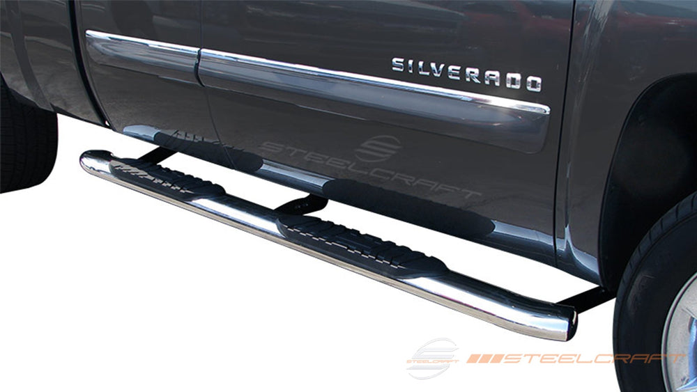 9914 SILVERADO / SIERRA EXT. CAB 5IN OVAL PREMIUM SIDEBARS BLACK