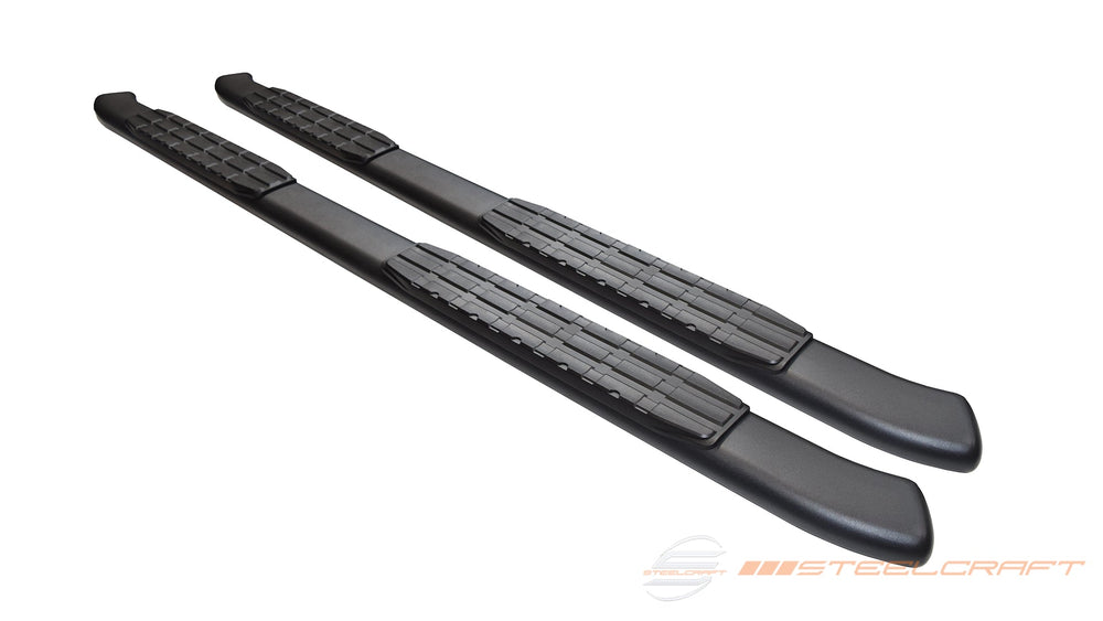 0718 SILVERADO/SIERRA EXT/DOUBLE CAB 4IN OVAL BLACKOUT SERIES SIDEBARS BLACK SS