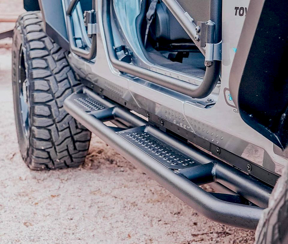 0718 WRANGLER JK UNLIMITED 4DOOR FINE TEXTURED BLACK ROCKER ARMOR STEPS