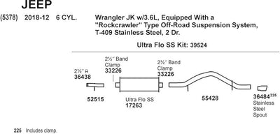 1215 WRANGLER 3.6L ENGINE INTERMEDIATE PIPE