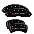 SET OF 4 CALIPER COVERS ENGRAVED FRONT/REAR SALEEN SILVER CHARACTERS BLACK POWDER COAT