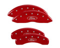 SET OF 4 CALIPER COVERS ENGRAVED FRONT/REAR FORD OVAL LOGO BLACK CHARCTRS YELL
