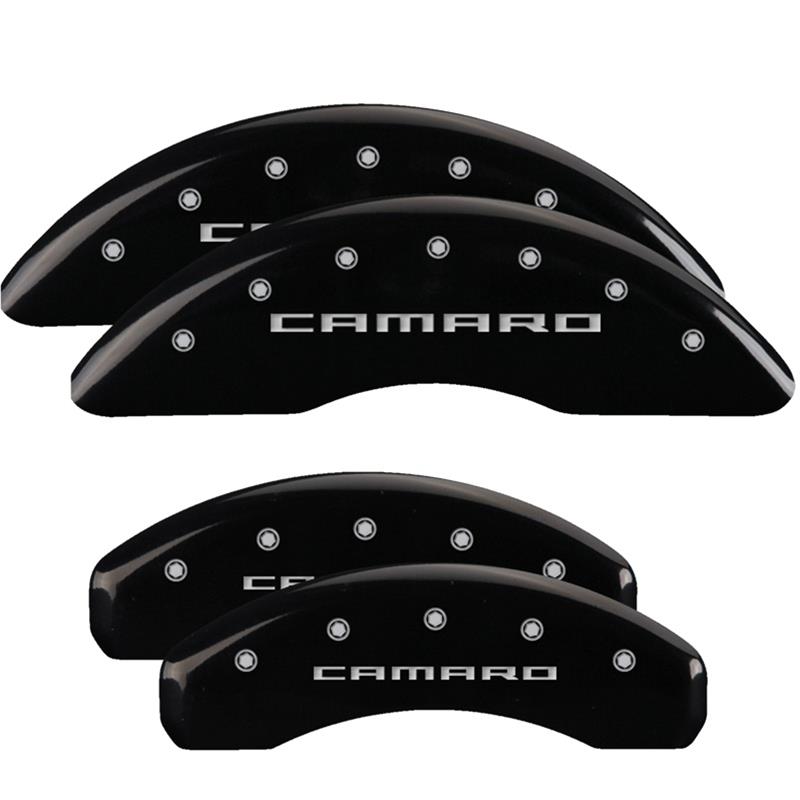 SET OF 4 CALIPER COVERSENGR FRONT AND REAR:GEN 5/6 CAMAROBLK POWDER COATSILVER CHAR