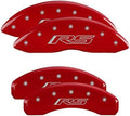 SET OF 4 CALIPER COVERS ENGRAVED FRONT/REAR RS (GEN 5/6) SILVER CHARACTERS RED