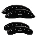 SET OF 4 CALIPER COVERS ENGRAVED FRONT/REAR MGP SILVER CHARACTERS BLACK POWDER