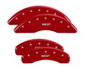 SET OF 4 CALIPER COVERS ENGRAVED FRONT/REAR MGP SILVER CHARACTERS RED POWDER C