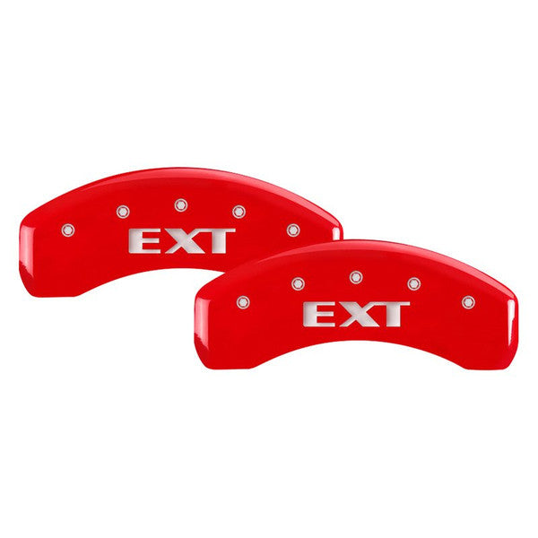 SET OF 4 CALIPER COVERS ENGRAVED FRONT/REAR EXT SILVER CHARACTERS RED POWDER C