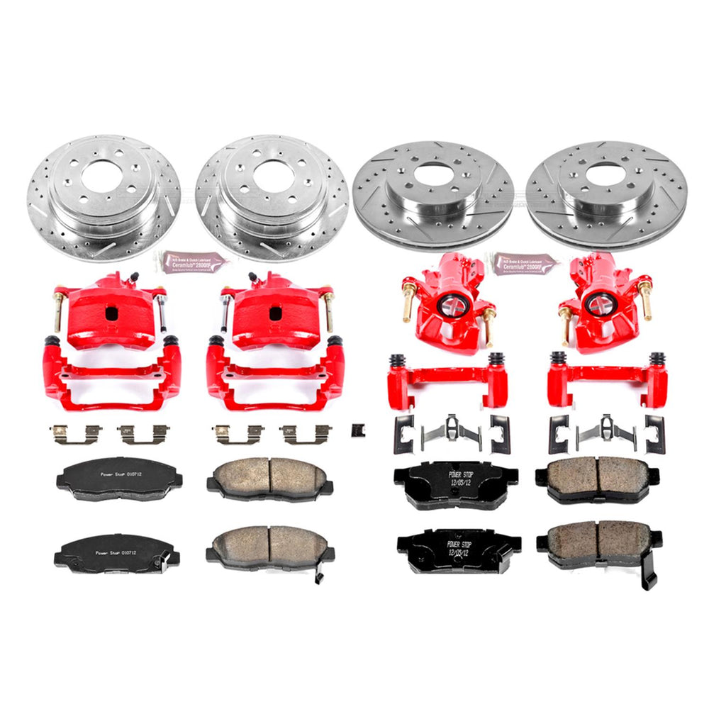 Power Stop 99-00 Honda Civic Front & Rear Z23 Evolution Sport Brake Kit w/Calipers