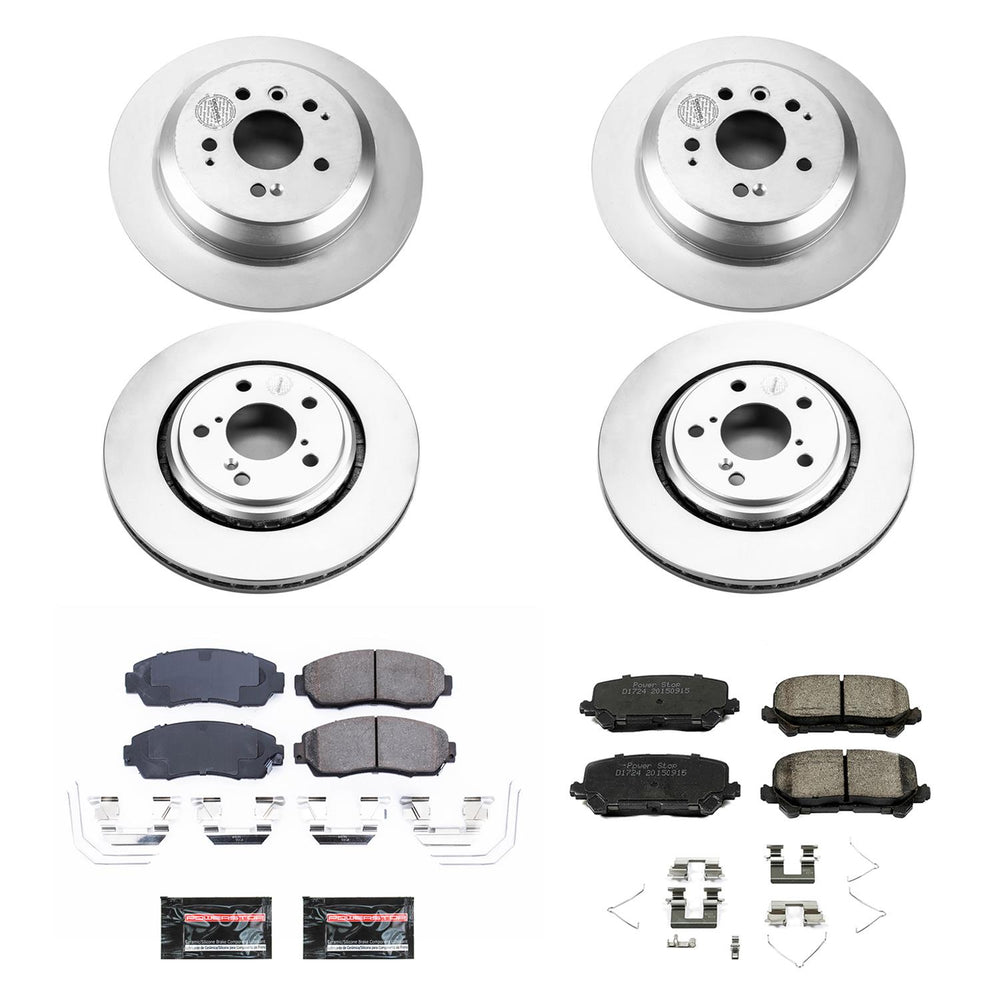 Power Stop 19-20 Honda Passport Front & Rear Z17 Evolution Geomet Coated Brake Kit