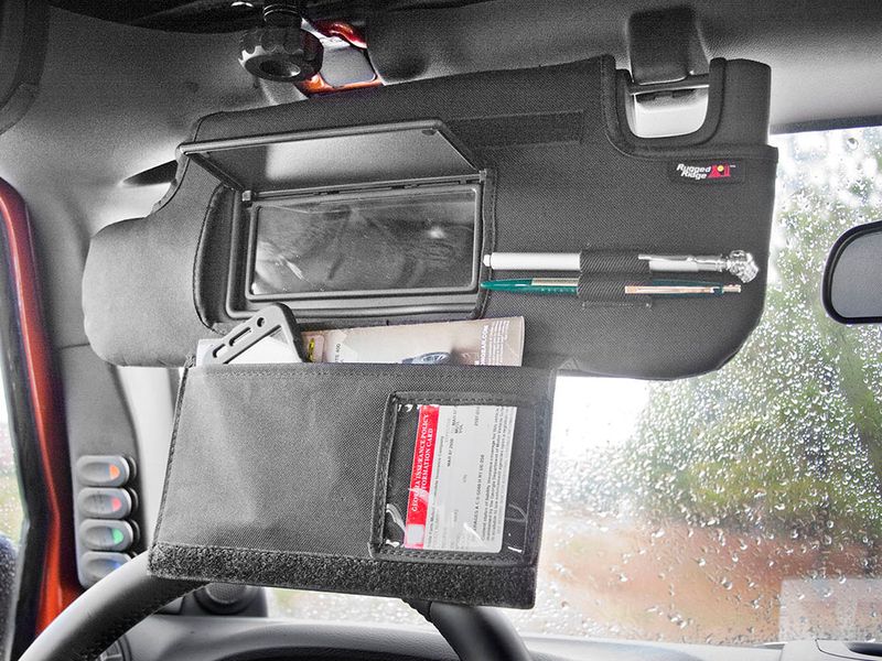 ~(2 lbs. 20X9X3)~ Sun Visor Organizer Kit Black 10-18 Jeep Wrangler JK
