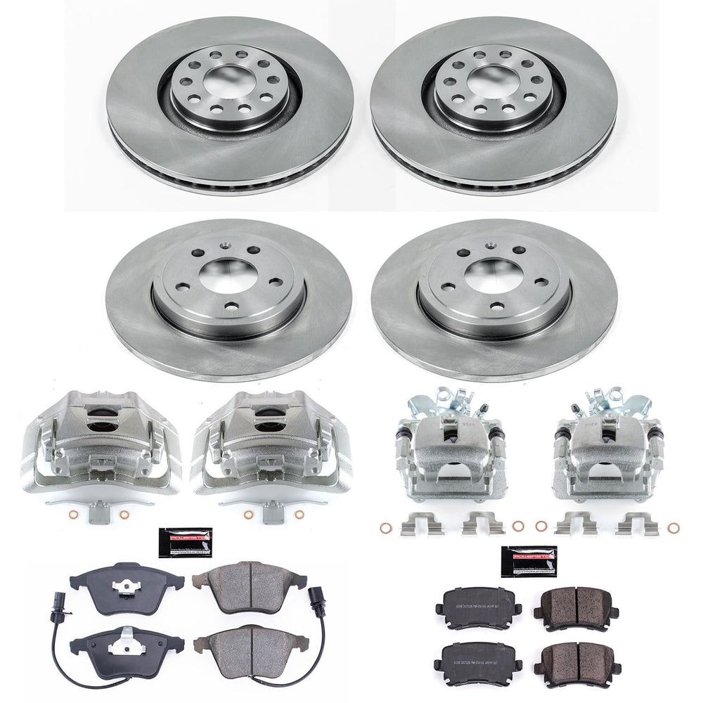 Power Stop 05-09 Audi A4 Front & Rear Autospecialty Kit w/Cals