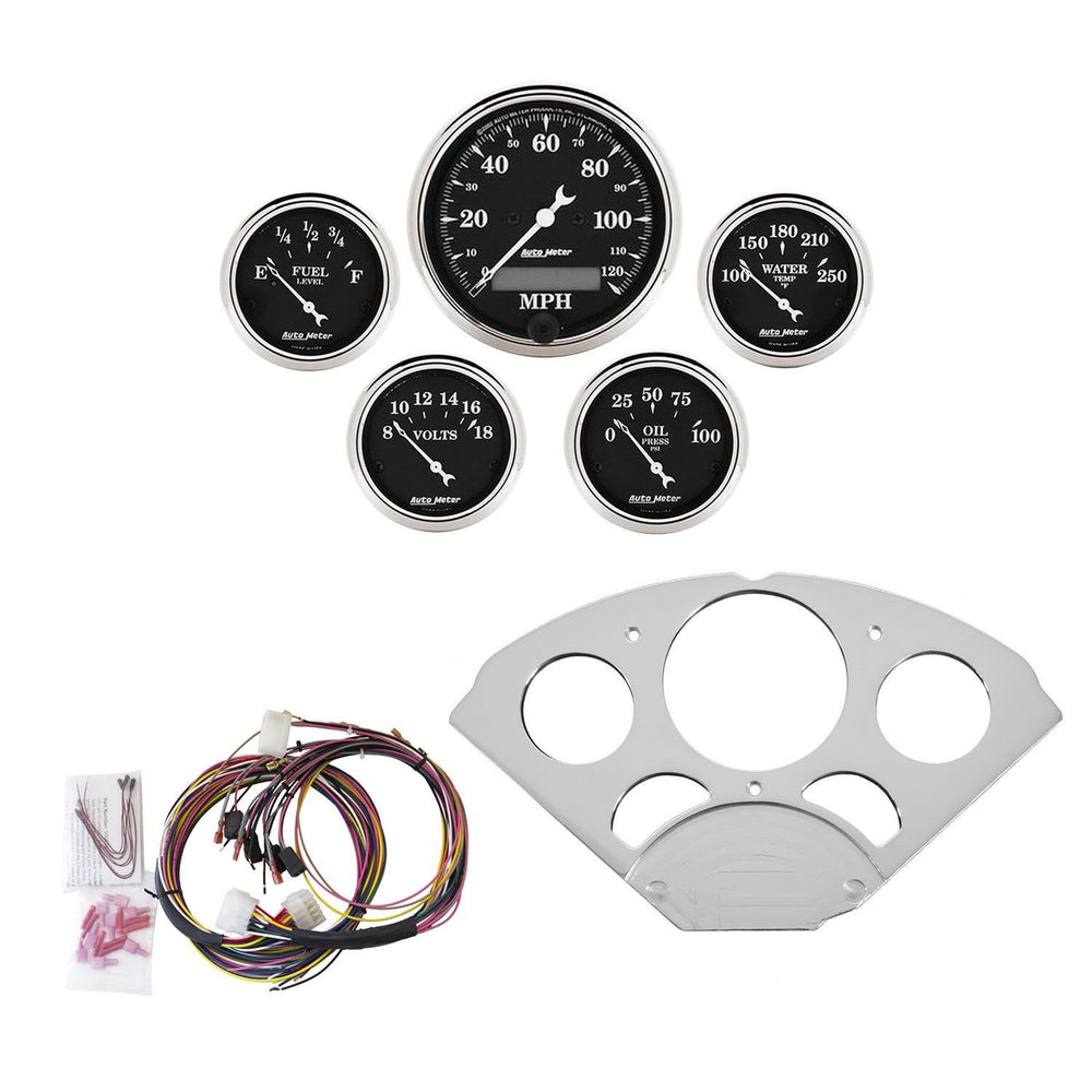 ~(7.5 lbs. 18X11X7)~ GAUGE KIT 5 PC CHEVY CAR 55-56 MPH/FUEL/OILP/WTMP/BAT OTB