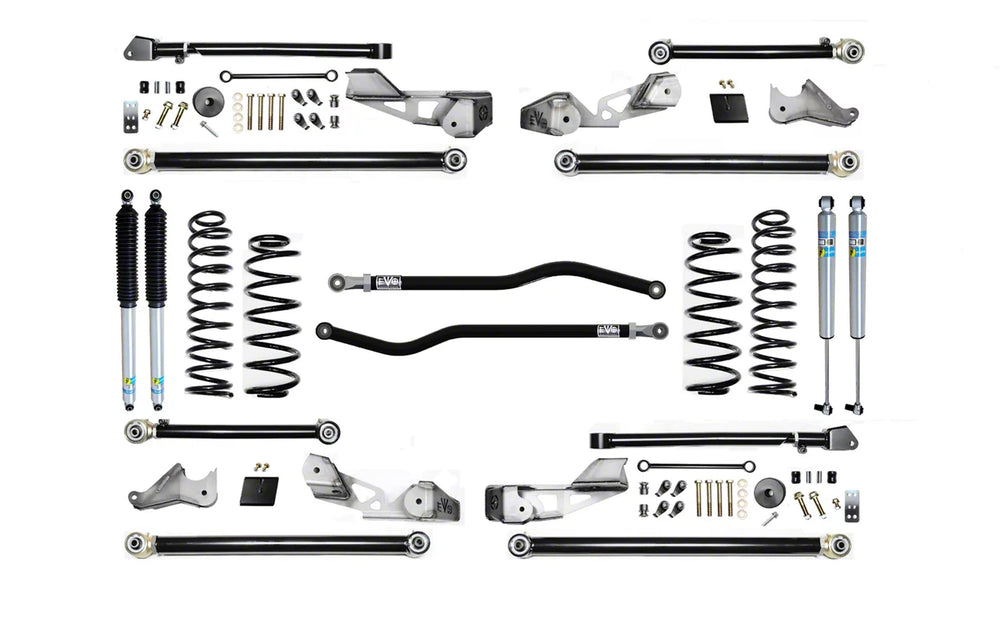 Jeep Wrangler JLU 2.5 Inch Heavy Duty High Clearance Plus Long Arm w/ Bilstein Shocks EVO Manufacturing