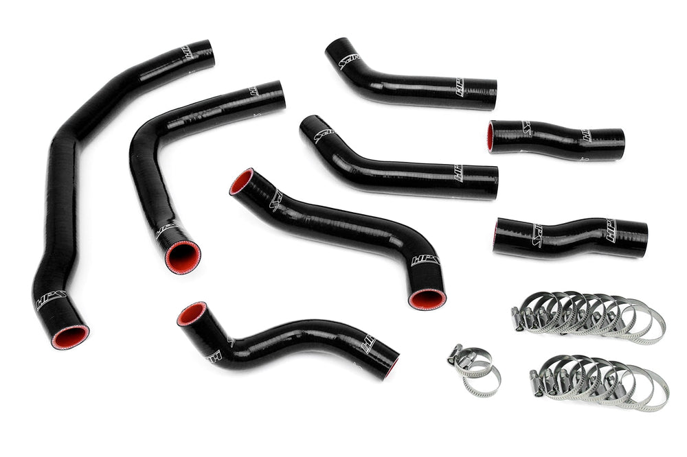 HPS Performance Black Reinforced Silicone Coolant Hose Complete kit (8pc) for front radiator + rear engine for Toyota 90-99 MR2 3SGTE Turbo