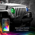 XK Glow RGB Jeep JL Headlight Kit w Mounting Brackets w Dual-Mode Dash Mount Controller (2pc 7in)