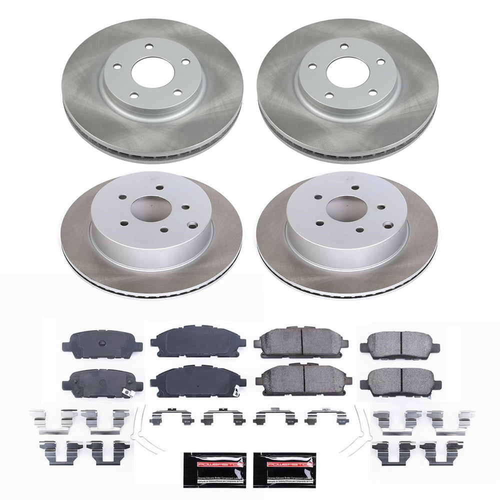 Power Stop 11-17 Nissan Quest Front and Rear Semi-Coated Rotor Kit