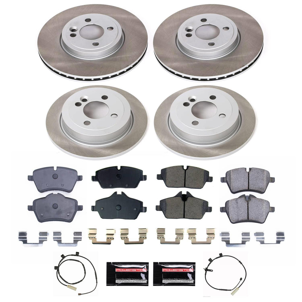 Power Stop 12-15 Mini Cooper Front and Rear Semi-Coated Rotor Kit