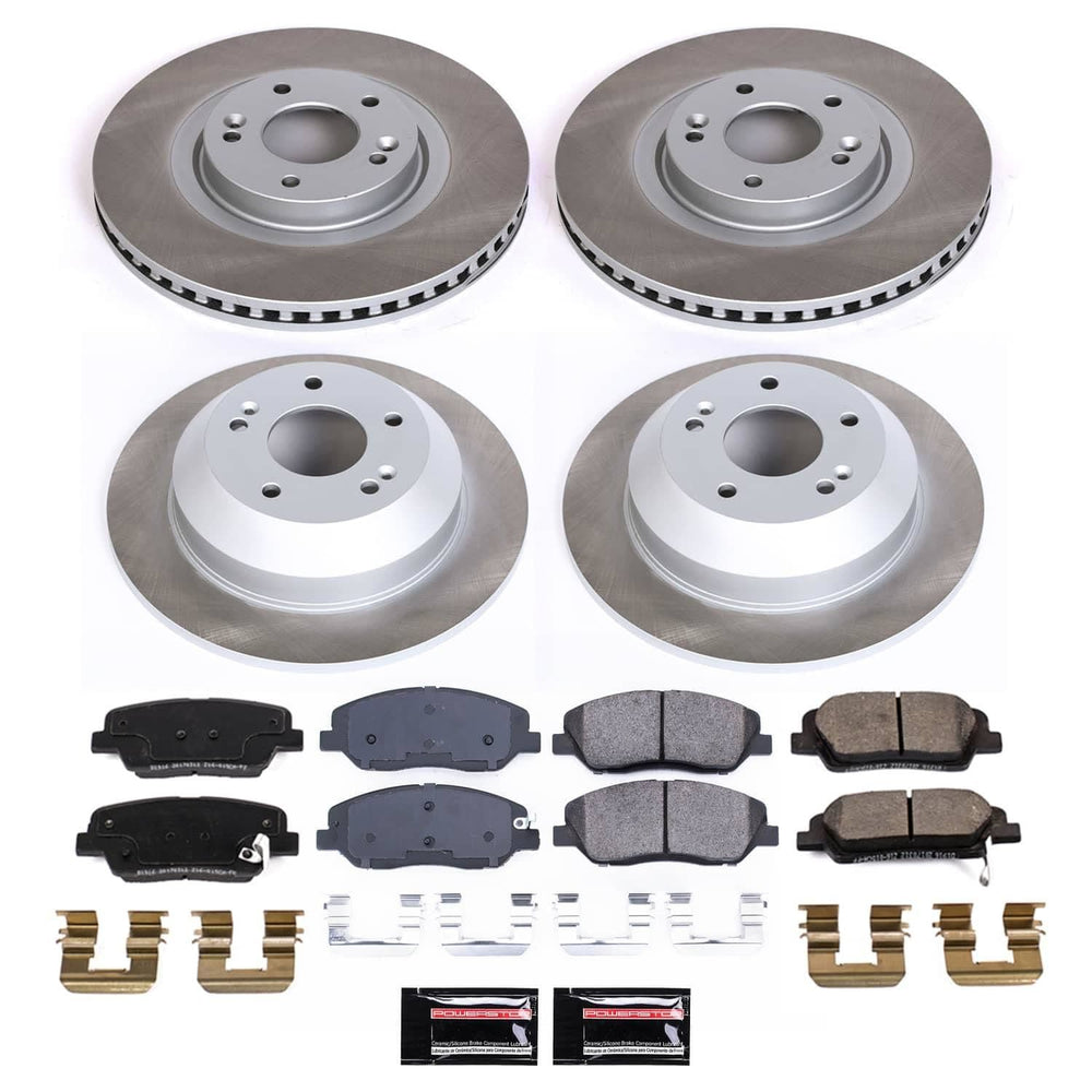 Power Stop 13-16 Hyundai Santa Fe Front and Rear Semi-Coated Rotor Kit