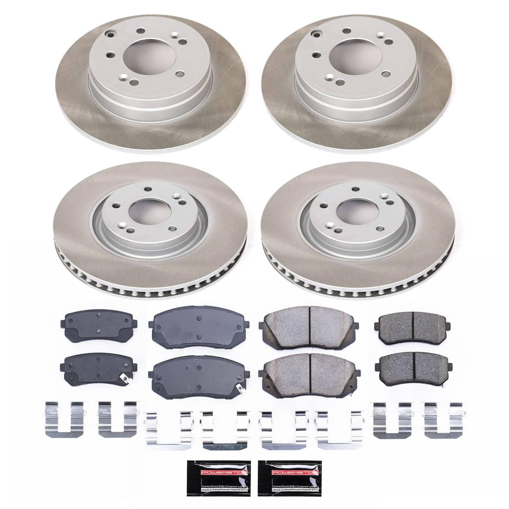 Power Stop 2015 Hyundai Sonata Front and Rear Semi-Coated Rotor Kit