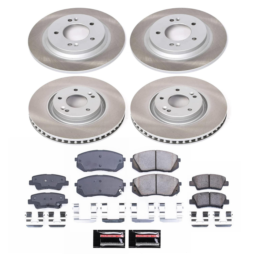 Power Stop 2015 Hyundai Sonata Front and Rear Semi-Coated Rotor Kit