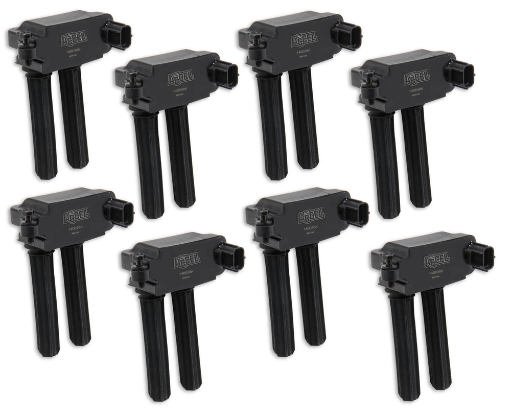 Direct Ignition Coil Kit Supercoils 8-Pack 05-24 5.7L/6.1L/6.2L/6.4L Gen 3 Hemi Black ACCEL