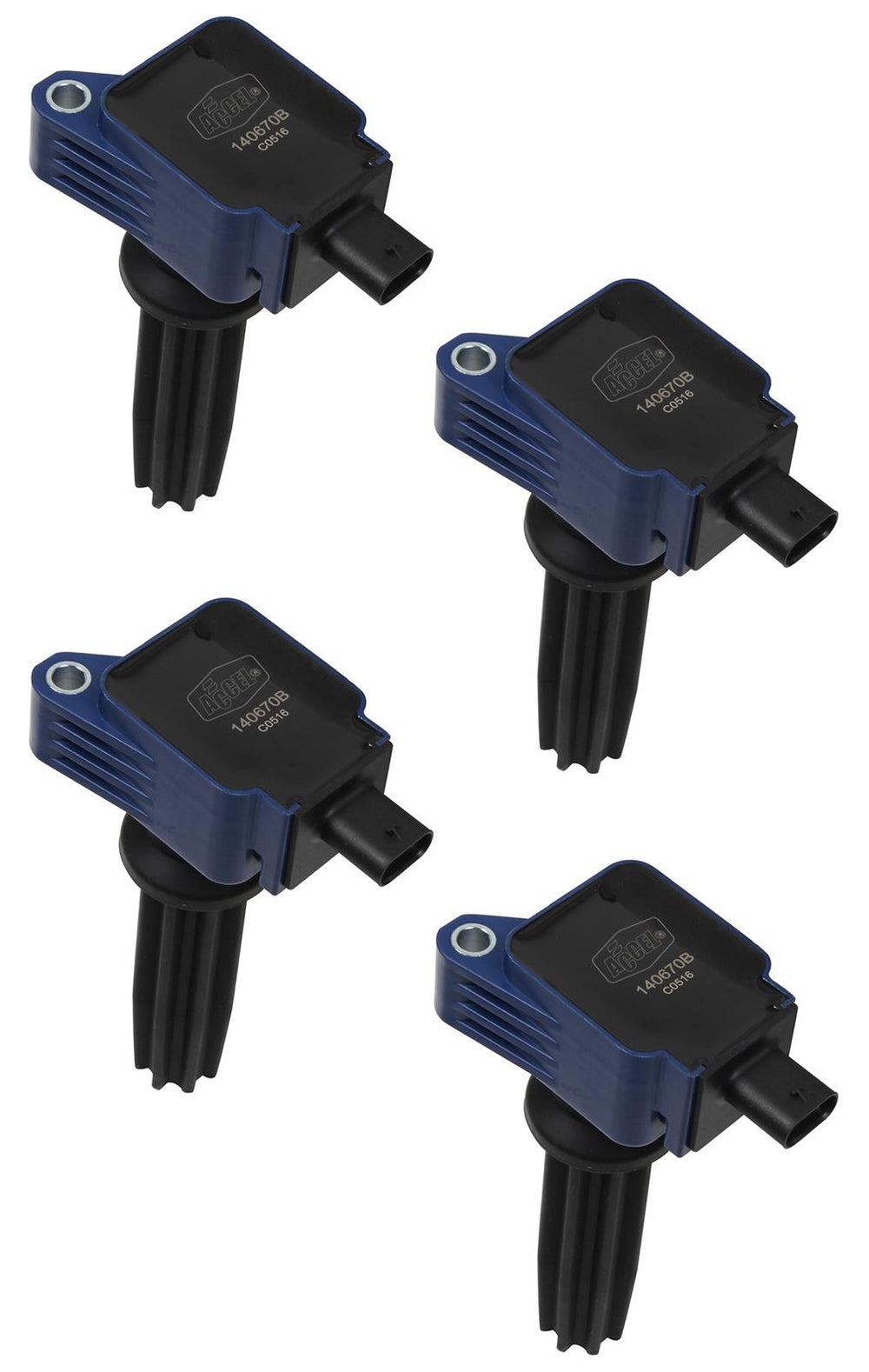 Direct Ignition Coil Kit- Supercoil- 2012-2017 Ford Ecoboost 2.0L/2.3L L4 4-Pack Blue Brand Supercoil Direct OEM Replacement ACCEL