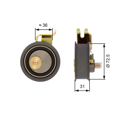 Gates Steel Smooth/Backside (72 mm x 18 mm x 30 mm) - Flanged W/Bracket Bushing Bolt Washer
