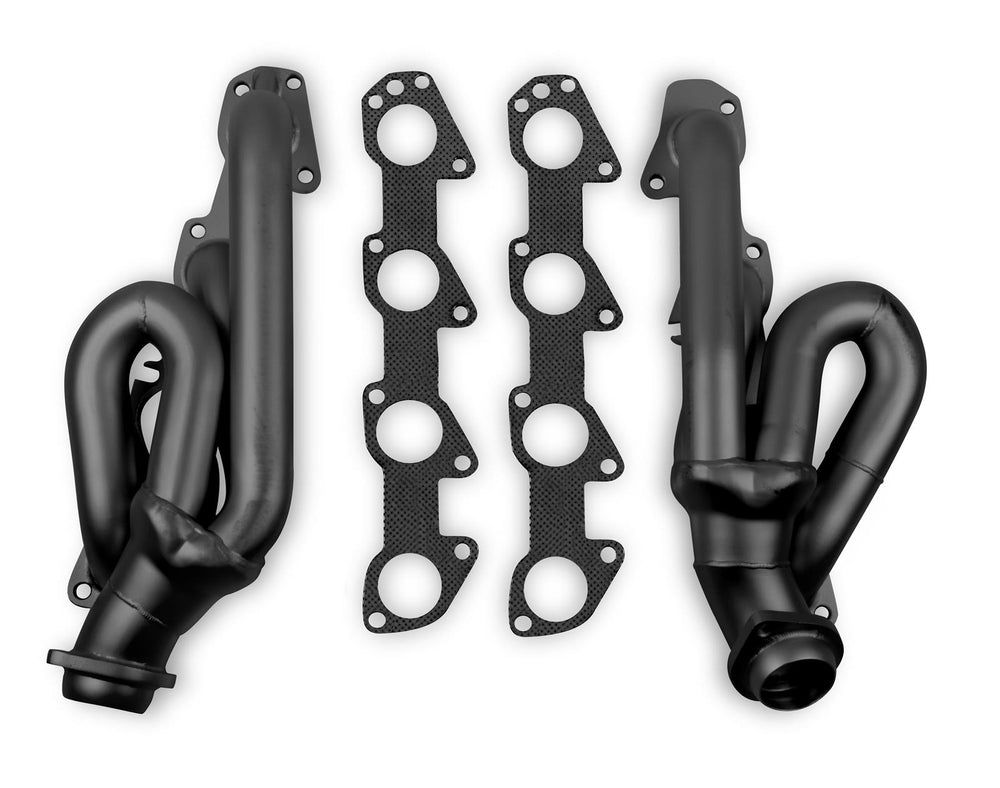 Shorty Headers Black Painted Fits 2009-2024 (2019-2024 Classic Models) Dodge Ram 1500 Hemi V-8 5.7L Tube Size 1-3/4 Inch O.D. Black High Temp Paint FlowTech